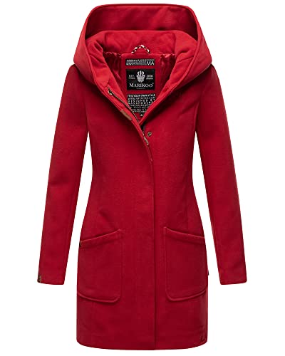 MARIKOO Damen Winter Jacke Mantel Business Trenchcoat Wintermantel Parka XS-XXL MAIKOO (DE/NL/SE/PL, Alphanumerisch, S, Regular, Regular, Dark Red) von MARIKOO