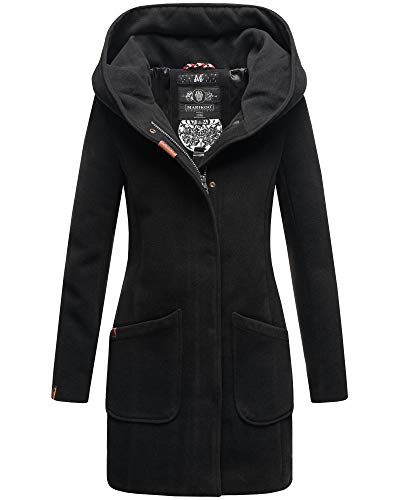 MARIKOO Damen Winter Jacke Mantel Business Trenchcoat Wintermantel Parka XS-XXL MAIKOO (L, Schwarz) von MARIKOO