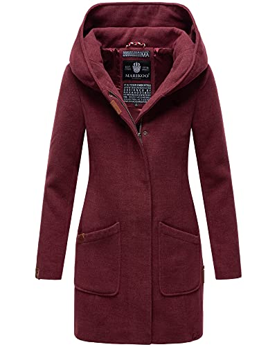 MARIKOO Damen Winter Jacke Mantel Business Trenchcoat Wintermantel Parka XS-XXL MAIKOO (S, Bordeaux Melang) von MARIKOO