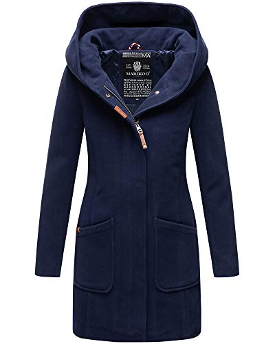 MARIKOO Damen Winter Jacke Mantel Business Trenchcoat Wintermantel Parka XS-XXL MAIKOO (S, Navy) von MARIKOO