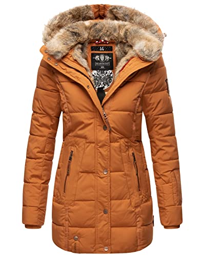 MARIKOO Damen Winter Jacke Mantel Parka warm gefütterte Winterjacke B817 [B817-Lieblings-Cinnamon-Gr.XL] von MARIKOO