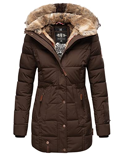 MARIKOO Damen Winter Jacke Mantel Parka warm gefütterte Winterjacke B817 [B817-Lieblings-Dunkelbraun-Gr.L] von MARIKOO