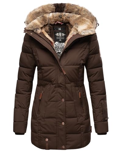 MARIKOO Damen Winter Jacke Mantel Parka warm gefütterte Winterjacke B817 [B817-Lieblings-Dunkelbraun-Gr.M] von MARIKOO