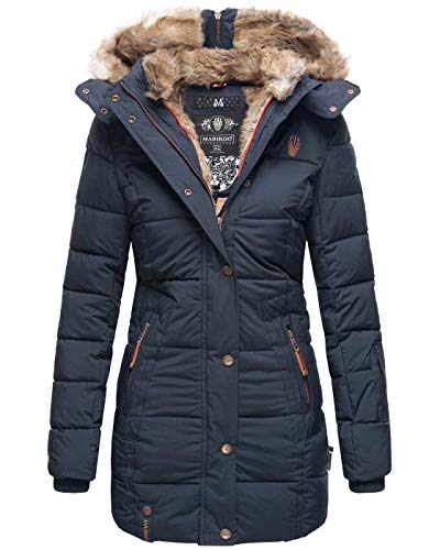 MARIKOO Damen Winter Jacke Mantel Parka warm gefütterte Winterjacke B817 [B817-Lieblings-Navy-Gr.L] von MARIKOO