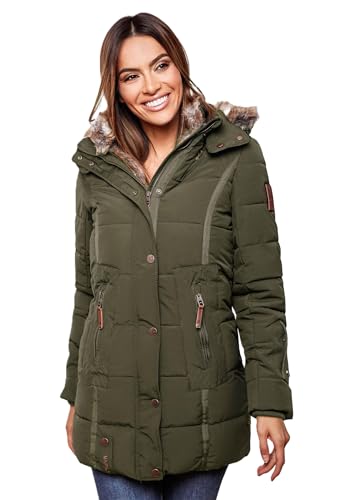 MARIKOO Damen Winter Jacke Mantel Parka warm gefütterte Winterjacke B817 [B817-Lieblings-Olive-Gr.S] von MARIKOO
