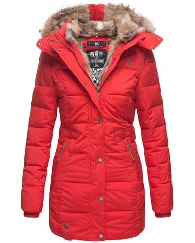 MARIKOO Damen Winter Jacke Mantel Parka warm gefütterte Winterjacke B817 [B817-Lieblings-Rot-Gr.S] von MARIKOO