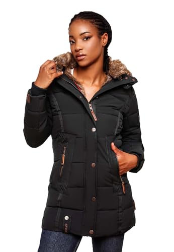 MARIKOO Damen Winter Jacke Mantel Parka warm gefütterte Winterjacke B817 [B817-Lieblings-Schwarz-Gr.XS] von MARIKOO