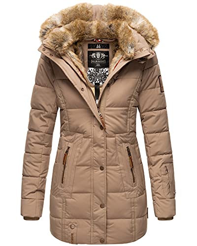 MARIKOO Damen Winter Jacke Mantel Parka warm gefütterte Winterjacke B817 [B817-Lieblings-Taupe-Gr.M] von MARIKOO