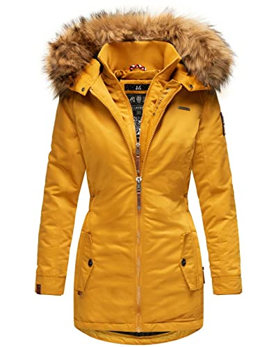 MARIKOO Damen Winter Jacke Parka FVSH Mantel Outdoorjacke sehr warm SANAKOO NEU, Farbe:Gelb, Größe:S 36 von MARIKOO
