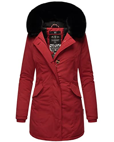 MARIKOO Damen Winter Jacke Parka Mantel Winterjacke warm gefüttert B362 [B362-Karmaa-Blood-Red-SF-Gr.XS] von MARIKOO