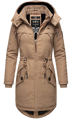 MARIKOO Damen Winter Jacke Parka Mantel Winterjacke warm gefüttert Kapuze B807 [B807-Kam-Taupe-Gr.M] von MARIKOO