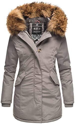 MARIKOO Damen Winter Jacke Parka Mantel Winterjacke warm gefüttert Kapuze B808 [B808-Ka-Pri-Grau-Gr.S] von MARIKOO