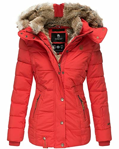 MARIKOO Damen Winter Jacke Parka Outdoor Jacke Steppjacke Sehr Warm NEKOO, Farbe:Rot, Größe:XS 34 von MARIKOO