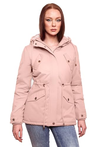 MARIKOO Damen Winter Jacke Parka Winterjacke Teddyfell gefüttert B376 [B376-Manolya-Rosa-Gr.XS] von MARIKOO