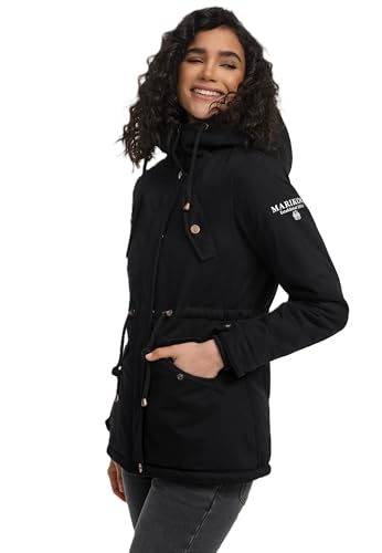 MARIKOO Damen Winter Jacke Parka Winterjacke Teddyfell gefüttert B376 [B376-Manolya-Schw-Schw-Gr.3XL] von MARIKOO