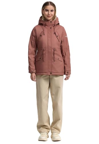 MARIKOO Damen Winter Jacke Parka Winterjacke Teddyfell gefüttert B376 [B376-Manolya-Terracotta-Gr.XL] von MARIKOO