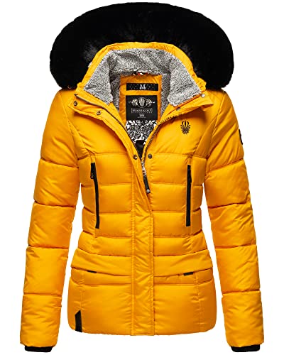 MARIKOO Damen Winter Jacke Stepp Parka Mantel Teddyfell warm gefüttert Loveleen XS-XXL (Gelb, L) von MARIKOO