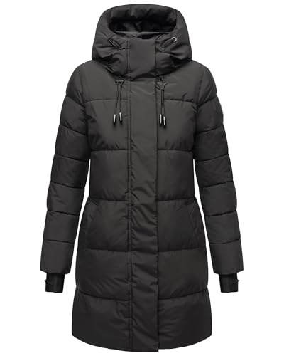 MARIKOO Damen Winter Jacke Stepp Parka Mantel Winterjacke warm gefüttert Kaituu XS - 6XL (DE/NL/SE/PL, Alphanumerisch, L, Regular, Regular, Schwarz) von MARIKOO
