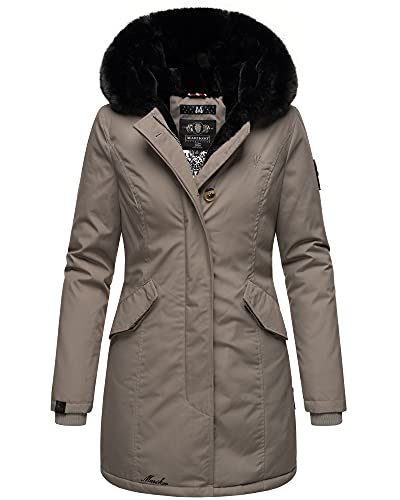 MARIKOO Damen Winter Jacke Stepp Parka Mantel Winterjacke warm gefüttert Kunstpelz KARAMBAA XS-XXL (Grau, S) von MARIKOO