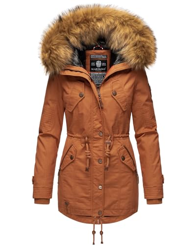 MARIKOO Damen Winter Jacke Stepp Parka Mantel Winterjacke warm gefüttert Kunstpelz LA VIVA S-XXL (DE/NL/SE/PL, Alphanumerisch, S, Regular, Regular, Rusty Cinnamon) von MARIKOO