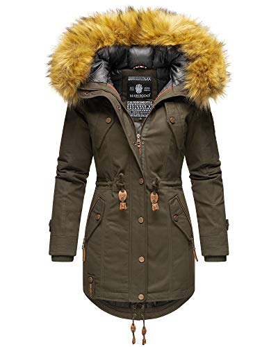 MARIKOO Damen Winter Jacke Stepp Parka Mantel Winterjacke warm gefüttert Kunstpelz LA Viva S-XXL (M, Anthracite) von MARIKOO