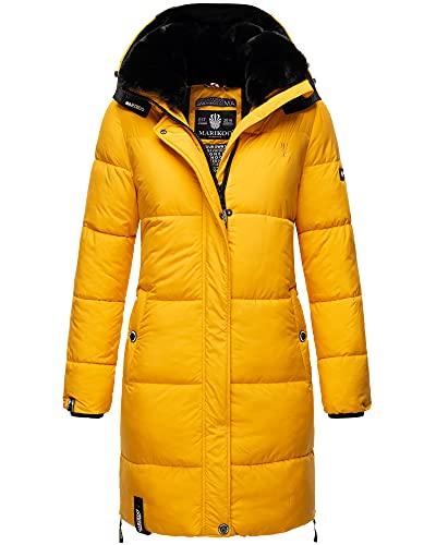 MARIKOO Damen Winter Jacke Stepp Parka Mantel Winterjacke warm gefüttert Kunstpelz STRELIZIAA S-XXL (Gelb, XXL) von MARIKOO