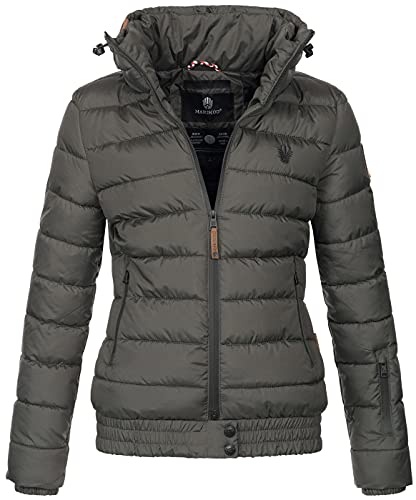 MARIKOO Damen Winter Jacke Stepp Winterjacke Stehkragen gefüttert warm B667 [B667-Poiso-Anthrazit-Gr.M] von MARIKOO