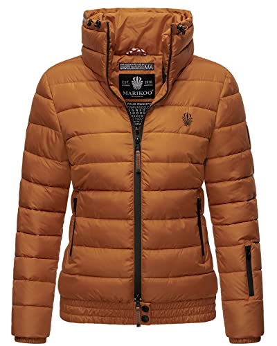 MARIKOO Damen Winter Jacke Stepp Winterjacke Stehkragen gefüttert warm B667 [B667-Poiso-Cinnamon-Gr.XS] von MARIKOO