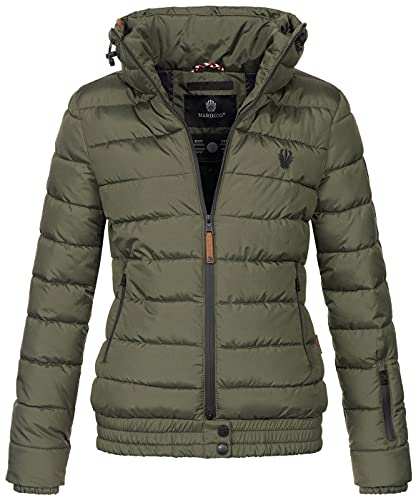 MARIKOO Damen Winter Jacke Stepp Winterjacke Stehkragen gefüttert warm B667 [B667-Poiso-Forest-Green-Gr.M] von MARIKOO