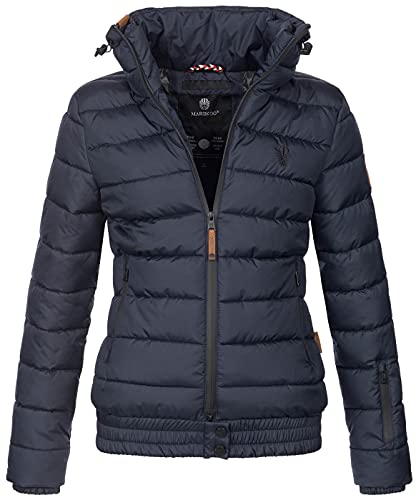 MARIKOO Damen Winter Jacke Stepp Winterjacke Stehkragen gefüttert warm B667 [B667-Poiso-Navy-Gr.XL] von MARIKOO