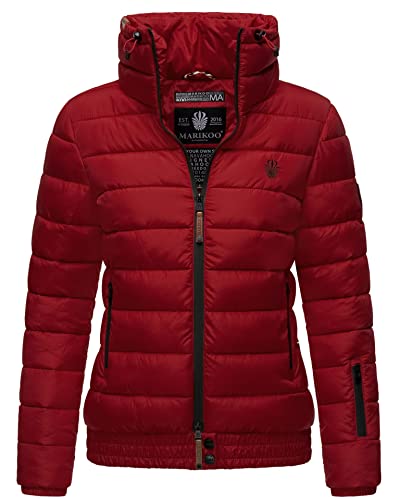 MARIKOO Damen Winter Jacke Stepp Winterjacke Stehkragen gefüttert warm B667 [B667-Poiso-Rot-Gr.S] von MARIKOO