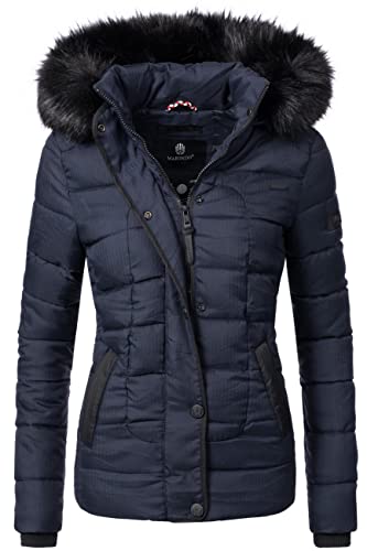 MARIKOO Damen warme Winter Steppjacke mit Kapuze Unique Blau Gr. L von MARIKOO