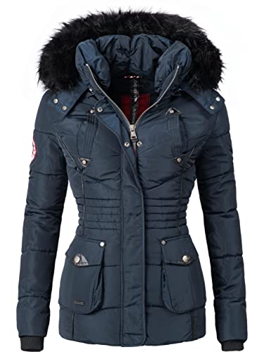 MARIKOO Damen warme Winter Steppjacke Vanilla Blau Gr. L von MARIKOO