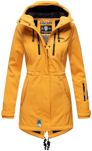 MARIKOO Damen Winter Jacke Winterjacke Mantel Outdoor wasserabweisend Softshell B614 [B614-Zimt-Amber-Yellow-Gr.XS] von MARIKOO
