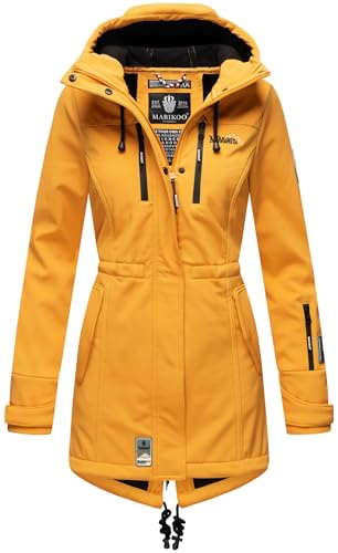 MARIKOO Damen Winter Jacke Winterjacke Mantel Outdoor wasserabweisend Softshell B614 [B614-Zimt-Amber-Yellow-Gr.XXL] von MARIKOO