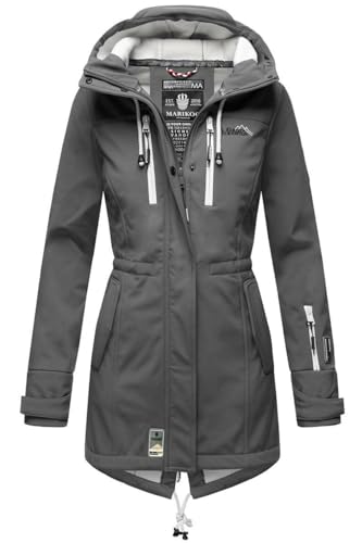 MARIKOO Damen Winter Jacke Winterjacke Mantel Outdoor wasserabweisend Softshell B614 [B614-Zimt-Anthrazit-Gr.3XL] von MARIKOO