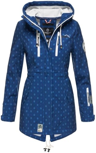 MARIKOO Damen Winter Jacke Winterjacke Mantel Outdoor wasserabweisend Softshell B614 [B614-Zimt-Blau-Mus-Gr.XS] von MARIKOO