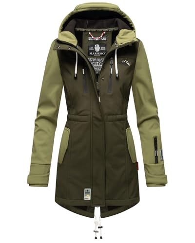 MARIKOO Damen Winter Jacke Winterjacke Mantel Outdoor wasserabweisend Softshell B614 [B614-Zimt-D.Oli-Olive-Gr.M] von MARIKOO