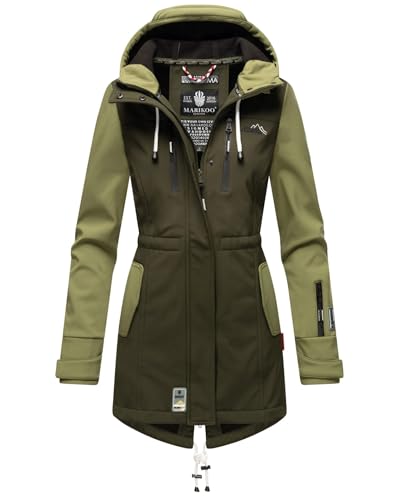 MARIKOO Damen Softshelljacke (XS-3XL) mit Kapuze - Wasserabweisend, Fleece innen, Tasche am Arm, Mantel, Warme Jacke Frauen B614 (XS, DOlive-Olive) MARIKOO Damen Softshelljacke (XS-3XL) mit Kapuze - Wasserabweisend, Fleece innen, Tasche am Arm, Mantel, Warme Jacke Frauen B614 (XS, DOlive-Olive) von MARIKOO