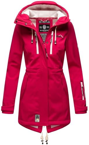 MARIKOO Damen Winter Jacke Winterjacke Mantel Outdoor wasserabweisend Softshell B614 [B614-Zimt-Fuchsia-Gr.3XL] von MARIKOO