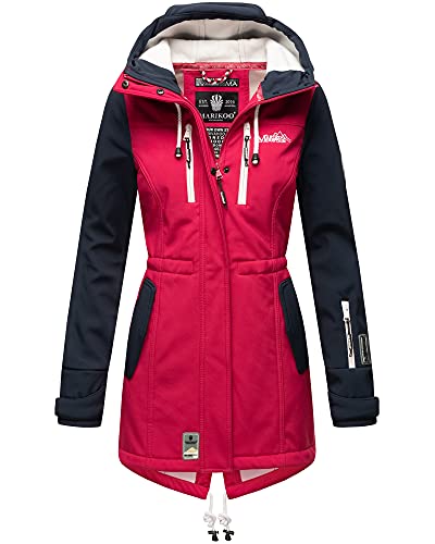 MARIKOO Damen Winter Jacke Winterjacke Mantel Outdoor wasserabweisend Softshell B614 [B614-Zimt-Fuchsia-Navy-Gr.M] von MARIKOO