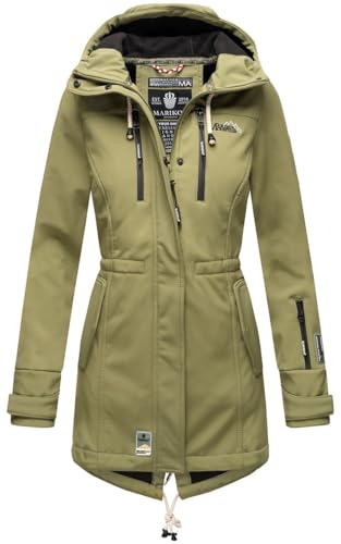 MARIKOO Damen Winter Jacke Winterjacke Mantel Outdoor wasserabweisend Softshell B614 [B614-Zimt-Grün-Gr.XS] von MARIKOO