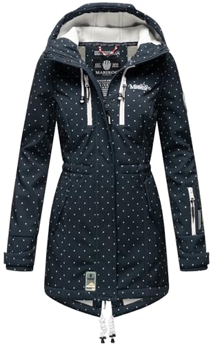 MARIKOO Damen Winter Jacke Winterjacke Mantel Outdoor wasserabweisend Softshell B614 [B614-Zimt-Navy-wD-Gr.M] von MARIKOO