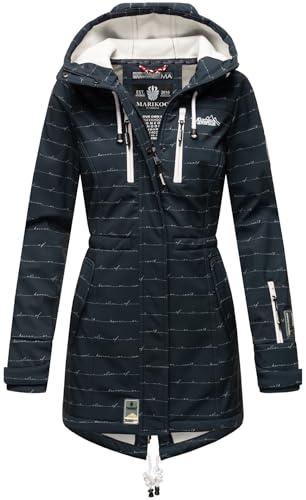 MARIKOO Damen Winter Jacke Winterjacke Mantel Outdoor wasserabweisend Softshell B614 [B614-Zimt-Navy-wL-Gr.M] von MARIKOO
