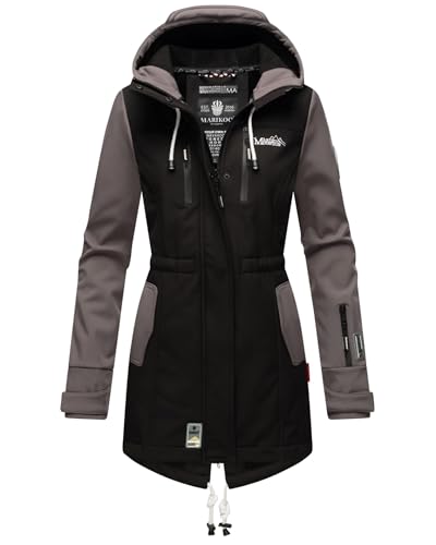 MARIKOO Damen Winter Jacke Winterjacke Mantel Outdoor wasserabweisend Softshell B614 [B614-Zimt-Schwarz-Grau-Gr.M] von MARIKOO