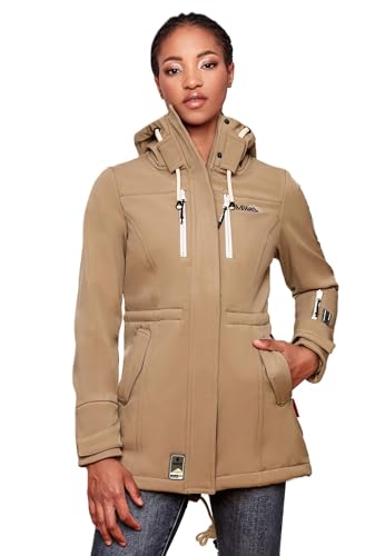 MARIKOO Damen Winter Jacke Winterjacke Mantel Outdoor wasserabweisend Softshell B614 [B614-Zimt-Taupe-Grey-Gr.M] von MARIKOO