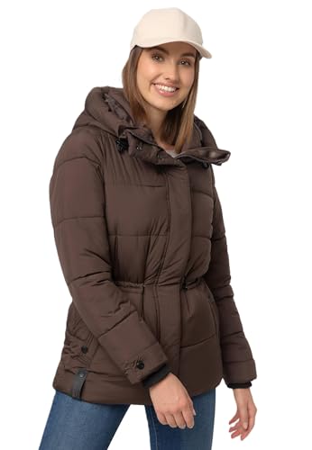 MARIKOO Damen Winter Jacke gesteppte Winterjacke Stepp warm B947 [B947-Akum-Dark-Choco-Gr.L] von MARIKOO