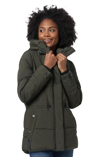 MARIKOO Damen Winter Jacke gesteppte Winterjacke Stepp warm B947 [B947-Akum-Dark-Olive-Gr.L] von MARIKOO