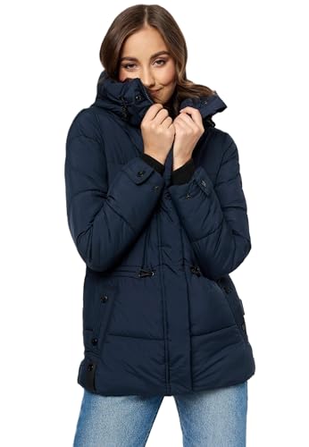 MARIKOO Damen Winter Jacke gesteppte Winterjacke Stepp warm B947 [B947-Akum-Navy-Gr.M] von MARIKOO