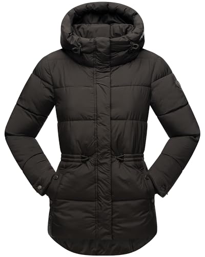 MARIKOO Damen Winter Stepp Jacke Outdoor Herbst Steppjacke Kapuze Akumaa XS -XXL (DE/NL/SE/PL, Alphanumerisch, XL, Regular, Regular, Schwarz) von MARIKOO
